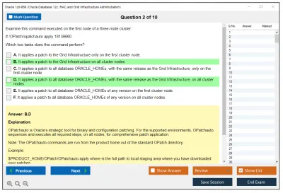 Oracle 1z0-068 Oracle Database 12c: RAC and Grid Infrastructure Administration Practice test exam simulator test engine exam Prep practice test questions answers Image 2