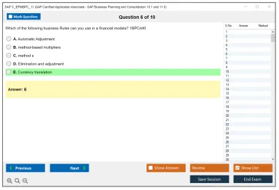 SAP C_EPMBPC_11 SAP Certified Application Associate - SAP Business Planning and Consolidation 10.1 and 11.0 Practice test exam simulator test engine exam Prep practice test questions answers Image 6