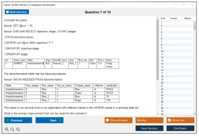 Oracle 1z0-883 MySQL 5.6 Database Administrator Practice test exam simulator test engine exam Prep practice test questions answers Image 7