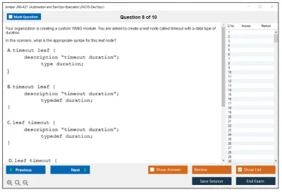 Juniper JN0-421 Automation and DevOps-Specialist (JNCIS-DevOps) Practice test exam simulator test engine exam Prep practice test questions answers Image 8
