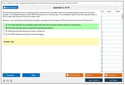SAP C_TSCM42_67 SAP Certified Application Associate - Production Planning &amp; Manufacturing with SAP ERP 6.0 EHP7 Practice test exam simulator test engine exam Prep practice test questions answers Image 2