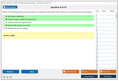 SAP C_C4H510_21 SAP Certified Associate - Implementation Consultant - SAP Service Cloud Practice test exam simulator test engine exam Prep practice test questions answers Image 4
