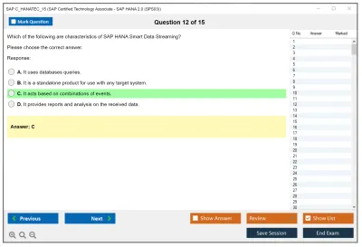 SAP C_HANATEC_15 SAP Certified Technology Associate - SAP HANA 2.0 (SPS03) Practice test exam simulator test engine exam Prep practice test questions answers Image 12