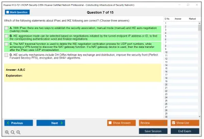 Huawei H12-721 Huawei Certified ICT Professional - Constructing Infrastructure of Security Network Practice test exam simulator test engine exam Prep practice test questions answers Image 7