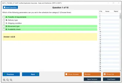 SAP C_TSCM62_67 SAP Certified Associate - Sales and Distribution, ERP 6.0 EhP7 Practice test exam simulator test engine exam Prep practice test questions answers Image 1