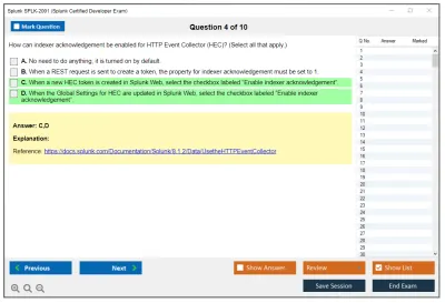 Splunk SPLK-2001 Splunk Certified Developer Exam Practice test exam simulator test engine exam Prep practice test questions answers Image 4