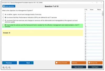 Exin EX0-115 IT Service Management Foundation based on ISO / IEC 20000 Practice test exam simulator test engine exam Prep practice test questions answers Image 7