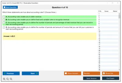Oracle 1z0-518 Oracle EBS R12.1 Receivables Essentials Practice test exam simulator test engine exam Prep practice test questions answers Image 4