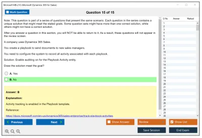 Microsoft MB-210 Microsoft Dynamics 365 for Sales Practice test exam simulator test engine exam Prep practice test questions answers Image 15