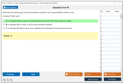 SAP C_C4H630_21 SAP Certified Development Associate - SAP Customer Data Platform Practice test exam simulator test engine exam Prep practice test questions answers Image 9