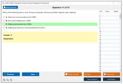 ISC2 CISSP-ISSMP Information Systems Security Management Professional Practice test exam simulator test engine exam Prep practice test questions answers Image 11