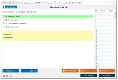 SAP C_TS4CO_2021 SAP Certified Associate - SAP S/4HANA 2021 for Management Accounting Practice test exam simulator test engine exam Prep practice test questions answers Image 10