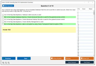 Oracle 1z0-449 Oracle Big Data 2016 Implementation Essentials Practice test exam simulator test engine exam Prep practice test questions answers Image 5