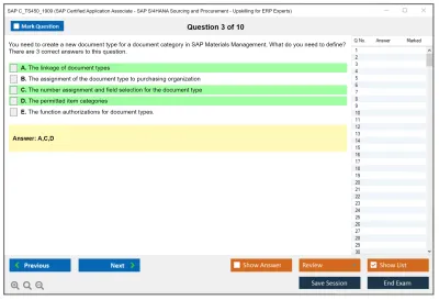 SAP C_TS450_1909 SAP Certified Application Associate - SAP S/4HANA Sourcing and Procurement - Upskilling for ERP Experts Practice test exam simulator test engine exam Prep practice test questions answers Image 3