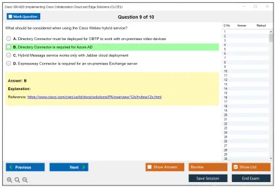 Cisco 300-820 Implementing Cisco Collaboration Cloud and Edge Solutions (300-820 CLCEI) Practice test exam simulator test engine exam Prep practice test questions answers Image 9