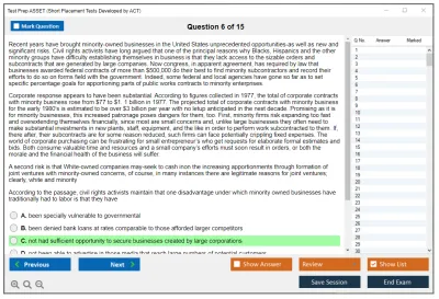 Test Prep ASSET Short Placement Tests Developed by ACT Practice test exam simulator test engine exam Prep practice test questions answers Image 6