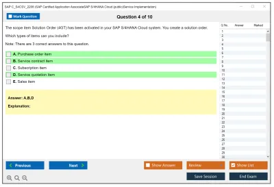 SAP C_S4CSV_2208 SAP Certified Application AssociateSAP S/4HANA Cloud (public)Service Implementation Practice test exam simulator test engine exam Prep practice test questions answers Image 4