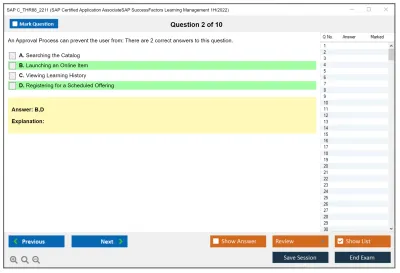 SAP C_THR88_2211 SAP Certified Application AssociateSAP SuccessFactors Learning Management 1H/2022 Practice test exam simulator test engine exam Prep practice test questions answers Image 2