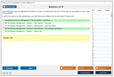 Veritas VCS-276 Administration of Veritas NetBackup 8.0 Practice test exam simulator test engine exam Prep practice test questions answers Image 2