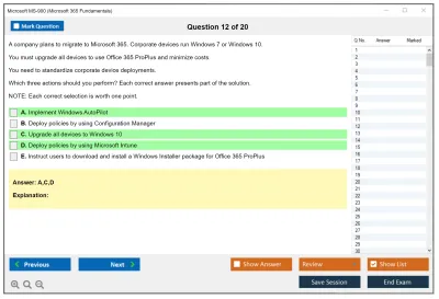 Microsoft MS-900 Microsoft 365 Fundamentals Practice test exam simulator test engine exam Prep practice test questions answers Image 12