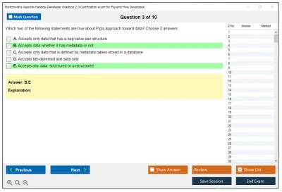 Hortonworks Apache-Hadoop-Developer Hadoop 2.0 Certification exam for Pig and Hive Developer Practice test exam simulator test engine exam Prep practice test questions answers Image 3