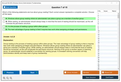 Microsoft 98-365 Windows Server Administration Fundamentals Practice test exam simulator test engine exam Prep practice test questions answers Image 7