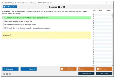 SAP E_HANAAW_16 SAP Certified Development Specialist - ABAP for SAP HANA 2.0 Practice test exam simulator test engine exam Prep practice test questions answers Image 12