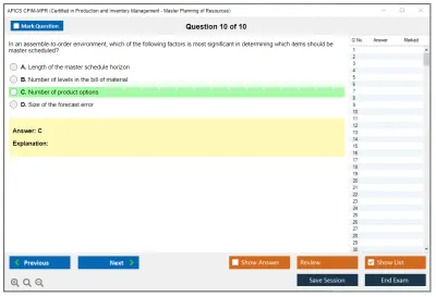APICS CPIM-MPR Certified in Production and Inventory Management - Master Planning of Resources Practice test exam simulator test engine exam Prep practice test questions answers Image 10