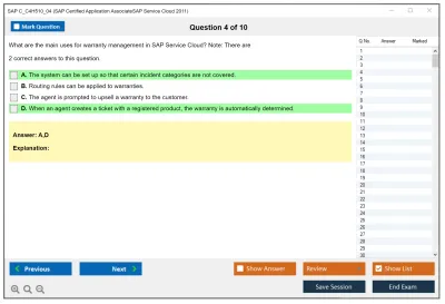 SAP C_C4H510_04 SAP Certified Application AssociateSAP Service Cloud 2011 Practice test exam simulator test engine exam Prep practice test questions answers Image 4
