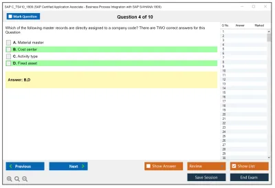 SAP C_TS410_1809 SAP Certified Application Associate - Business Process Integration with SAP S/4HANA 1809 Practice test exam simulator test engine exam Prep practice test questions answers Image 4