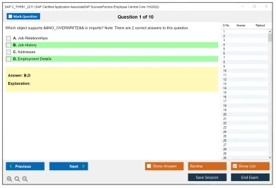 SAP C_THR81_2211 SAP Certified Application AssociateSAP SuccessFactors Employee Central Core 1H/2022 Practice test exam simulator test engine exam Prep practice test questions answers Image 1