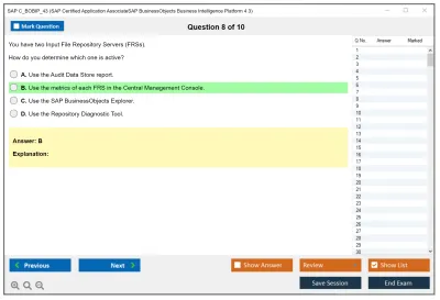 SAP C_BOBIP_43 SAP Certified Application AssociateSAP BusinessObjects Business Intelligence Platform 4.3 Practice test exam simulator test engine exam Prep practice test questions answers Image 8