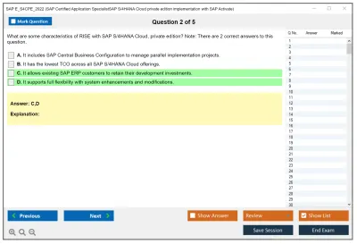 SAP E_S4CPE_2022 SAP Certified Application SpecialistSAP S/4HANA Cloud private edition implementation with SAP Activate Practice test exam simulator test engine exam Prep practice test questions answers Image 2