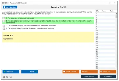 SOA S90.18 Fundamental SOA Security Practice test exam simulator test engine exam Prep practice test questions answers Image 3