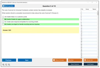 Salesforce ADM-261 Salesforce Service Cloud Administration Practice test exam simulator test engine exam Prep practice test questions answers Image 5