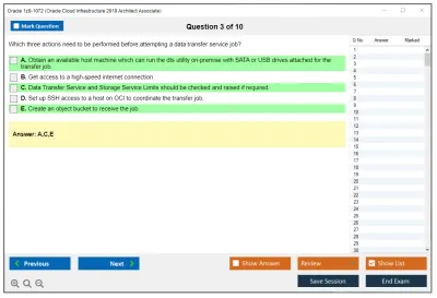 Oracle 1z0-1072 Oracle Cloud Infrastructure 2019 Architect Associate Practice test exam simulator test engine exam Prep practice test questions answers Image 3