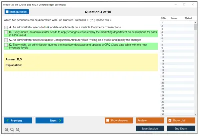 Oracle 1z0-516 Oracle EBS R12.1 General Ledger Essentials Practice test exam simulator test engine exam Prep practice test questions answers Image 4