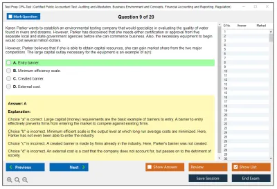 Test Prep CPA-Test Certified Public Accountant Test: Auditing and Attestation, Business Environment and Concepts, Financial Accounting and Reporting, Regulation Practice test exam simulator test engine exam Prep practice test questions answers Image 9