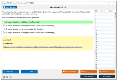 Juniper JN0-634 Security, Professional (JNCIP-SEC) Practice test exam simulator test engine exam Prep practice test questions answers Image 8