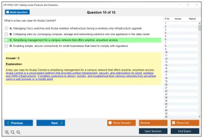 HP HPE2-W07 Selling Aruba Products and Solutions Practice test exam simulator test engine exam Prep practice test questions answers Image 10
