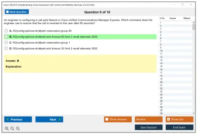 Cisco 300-815 Implementing Cisco Advanced Call Control and Mobility Services (CLACCM) Practice test exam simulator test engine exam Prep practice test questions answers Image 9