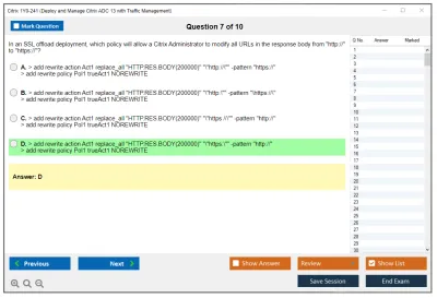 Citrix 1Y0-241 Deploy and Manage Citrix ADC with Traffic Management Practice test exam simulator test engine exam Prep practice test questions answers Image 7