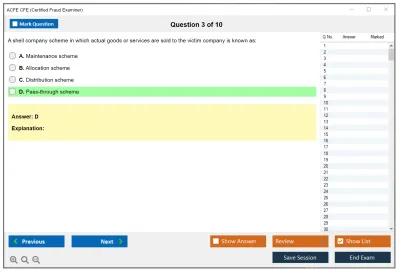 ACFE CFE Certified Fraud Examiner Practice test exam simulator test engine exam Prep practice test questions answers Image 3