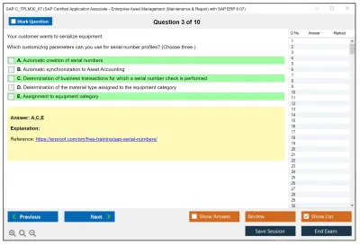 SAP C_TPLM30_67 SAP Certified Associate - SAP Maintenance & Repair with ERP 6.0 EHP7 Practice test exam simulator test engine exam Prep practice test questions answers Image 3