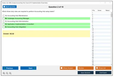 Oracle 1z0-1060 Oracle Accounting Hub Cloud 2019 Implementation Essentials Practice test exam simulator test engine exam Prep practice test questions answers Image 2