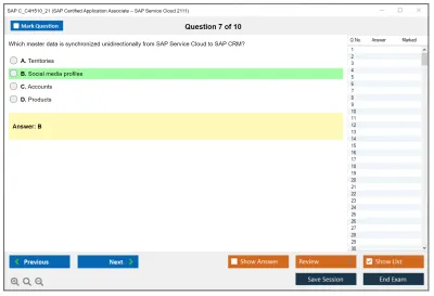 SAP C_C4H510_21 SAP Certified Associate - Implementation Consultant - SAP Service Cloud Practice test exam simulator test engine exam Prep practice test questions answers Image 7