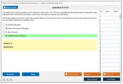 VMware 3V0-752 VMware Certified Advanced Professional 7 - Desktop and Mobility Design Exam Practice test exam simulator test engine exam Prep practice test questions answers Image 8