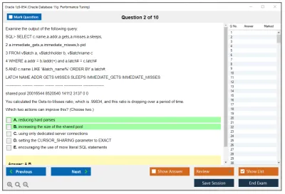 Oracle 1z0-054 Oracle Database 11g: Performance Tuning Practice test exam simulator test engine exam Prep practice test questions answers Image 2