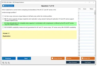 HP HPE0-J69 Delta - HPE Storage Solutions Practice test exam simulator test engine exam Prep practice test questions answers Image 7