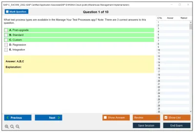 SAP C_S4CWM_2302 SAP Certified Application AssociateSAP S/4HANA Cloud (public)Warehouse Management Implementation Practice test exam simulator test engine exam Prep practice test questions answers Image 1